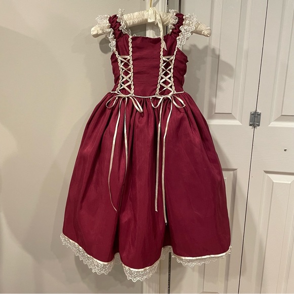 Other - Burgundy with cream lace trim long dress size 5